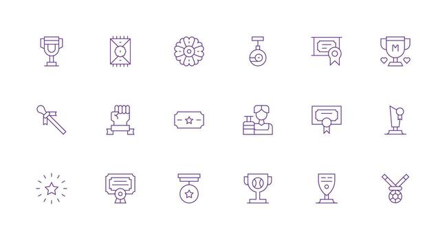 Minimal Line Style Accolade Icons with 18 Vectors Multi-Style Icon Collection