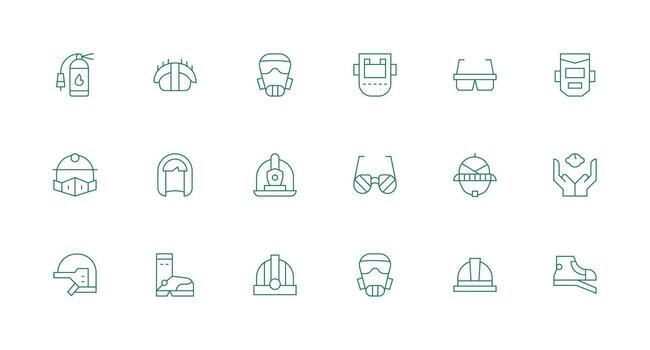 18 íconos para industrial la seguridad en mínimo línea formato escalable íconos para todas temas vector