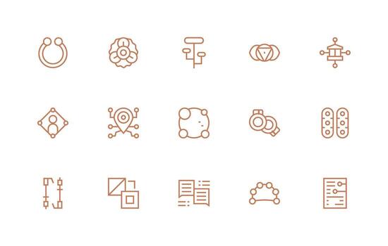 15 Regular Line Designs for Linked Icons Clean Icon Pack vector