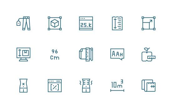 15 regular línea íconos para Talla gráficos bien estructurado íconos para creativo utilizar vector