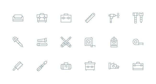 Minimal Line Icons from Carpentry Set with 18 Vectors Scalable Icon Pack