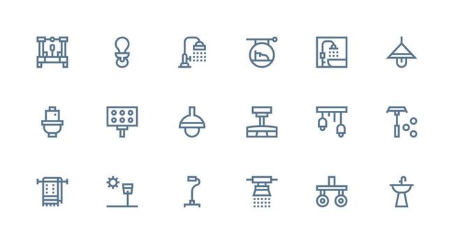 Fixture Icon Set with 18 Strong Stroke Line Graphics High-Resolution Icons for Any Platform vector