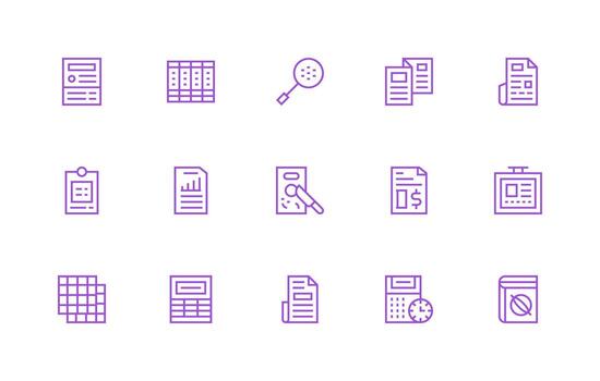 Spreadsheet Design Icons featuring 15 in Regular Line Style Icon Set vector