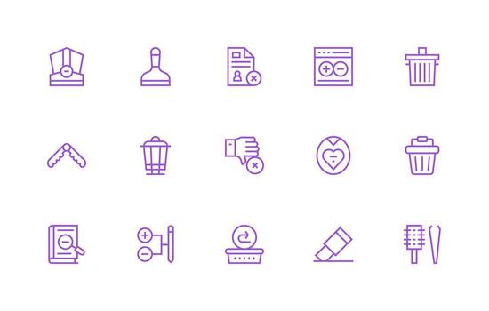 Remove featuring 15 Icons in Regular Line Design Neat Icon Set vector