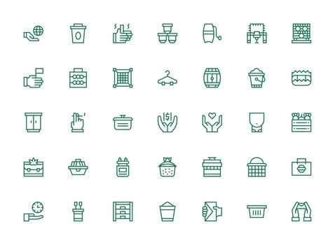 Holding including 35 Regular Clean Line Illustrations Quick Access Icons for UI Development vector