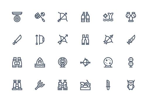 Thick Line Line Icons from Hunting Set with 24 Vectors Clean Icon Set Icon Pack for UI Projects
