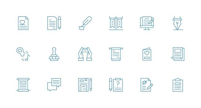 Note featuring 18 Icons in Minimal Line Design Simple Icons for Interface and Wireframes vector