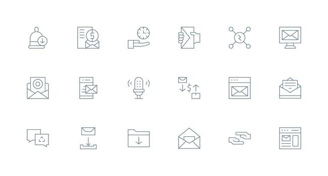 Receive Visual Pack containing 18 Minimal Line Icons Design Ready Icon Set for Teams vector