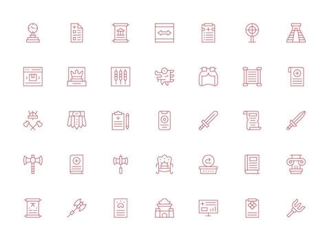 History Icon Set with 35 Light Line Graphics Neat Icon Set vector