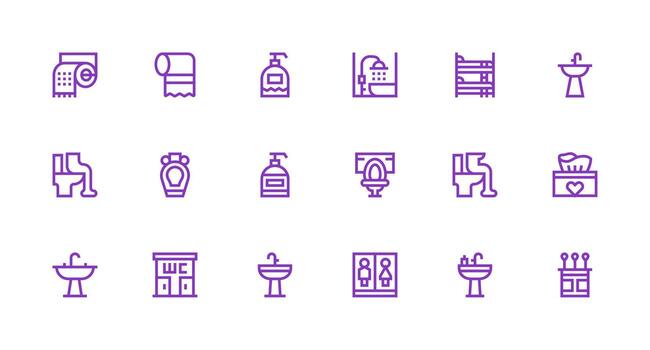 18 íconos para Area de aseo en fuerte carrera línea formato íconos construido para visual consistencia paquete vector