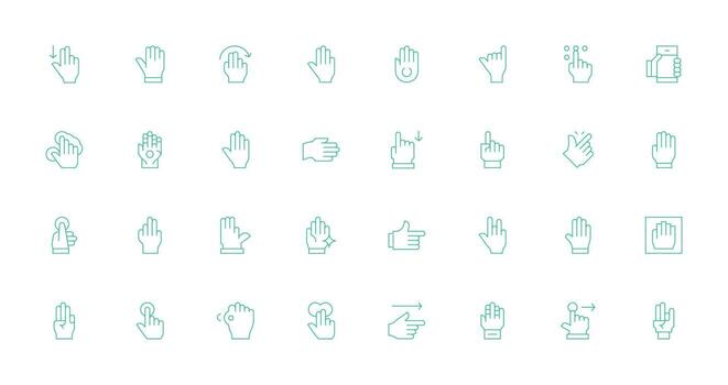 toque diseño íconos presentando 32 en Delgado línea estilo esencial icono conjunto para equipos vector