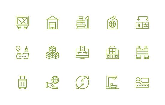 15 Icons for Import in Regular Line Format Interface Icon Collection vector
