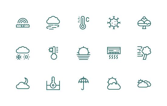 clima icono conjunto con 15 regular línea gráficos píxel Perfecto icono conjunto vector