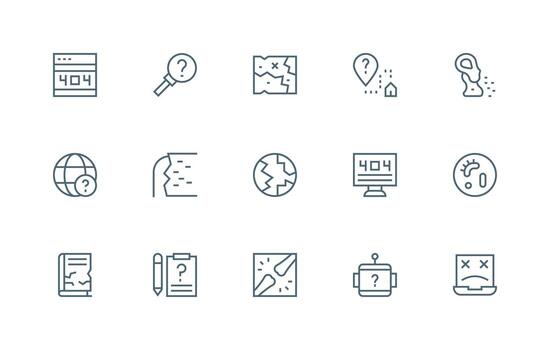 15 Missing Icons in Regular Line Aesthetic Essential Icon Set for Teams vector
