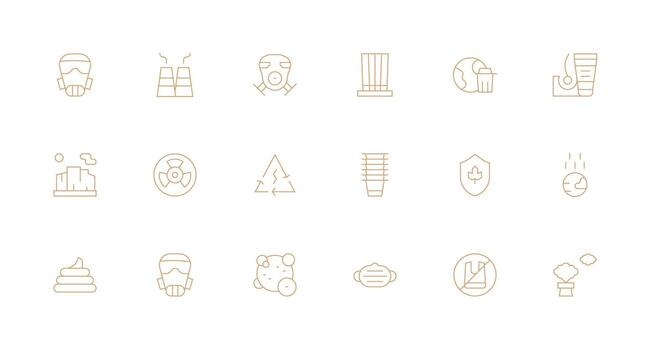 18 Icons for Pollution in Minimal Line Format Quick Access Icons for UI Development vector