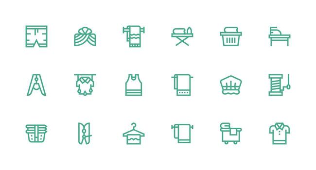 Linen Set with 18 Strong Stroke Line Icons Multi-Purpose Icon Set vector