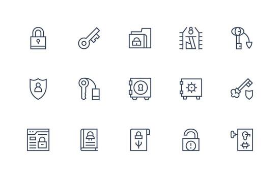 15 Regular Line Vectors for Password Theme Icon Set for Projects