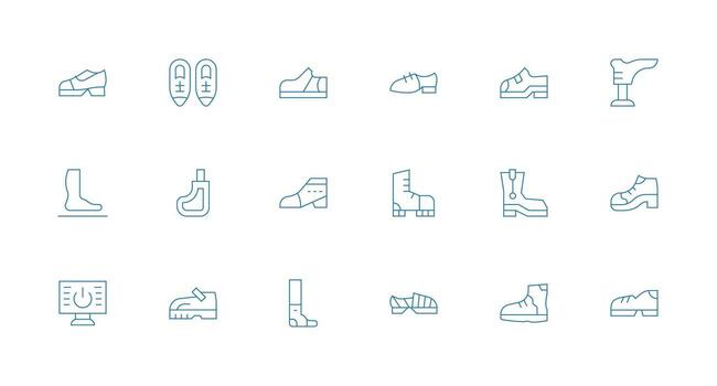 18 Minimal Line Icons for Boot Graphics Clean Icon Collection for Web Use vector