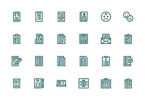 Thick Line Line Icons from Questionnaire Set with 24 Vectors Functional Icon Series