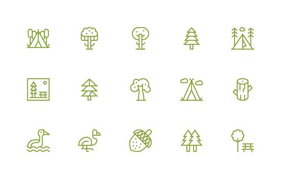 15 regular línea estilo íconos desde naturaleza reserva colección núcleo icono colección para diario Tareas vector