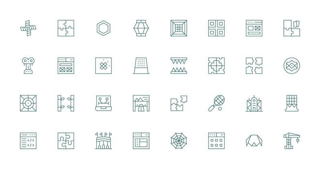 marco de referencia conjunto con 32 Delgado línea íconos escalable íconos para multiplataforma interfaces vector