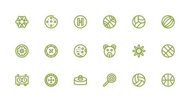 18 Strong Stroke Line Icons for Round Graphics UI and UX Focused Icon Collection vector