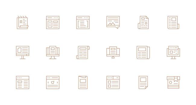 Article Icon Collection with 18 Minimal Line Designs Neatly Designed Icons for Web Platforms vector
