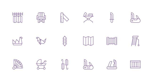 Folding Visual Pack containing 18 Minimal Line Icons Style Icon Set vector