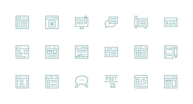 18 Icons for Blog in Minimal Line Format Interface Icons for Daily Use vector