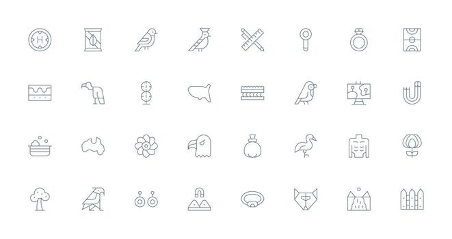 contorno visual paquete conteniendo 32 Delgado línea íconos flexible icono sistema para web interfaces vector