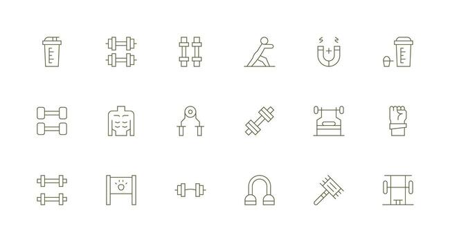 Muscle Icon Collection with 18 Minimal Line Designs Scalable Icons for All Themes vector