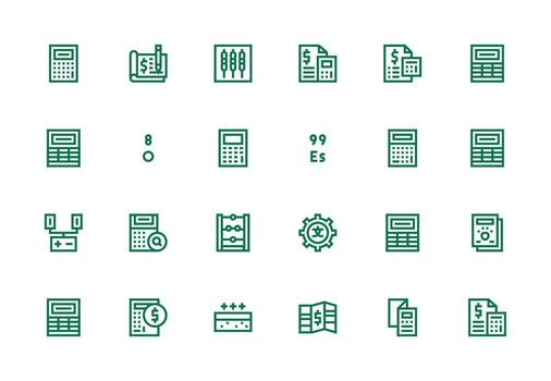 cálculo icono colección con 24 grueso línea línea diseños agudo íconos para presentaciones vector