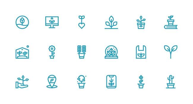 18 Strong Stroke Line Icons for Nurture Graphics UI and UX Focused Icon Collection vector