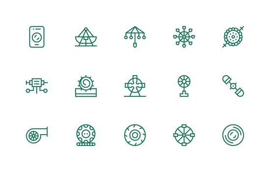 Rotating Set with 15 Regular Line Icons Reliable Icons for All Interfaces vector