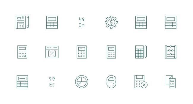 Calculation Icon Collection with 18 Minimal Line Designs Essential Icons for Rapid UI Building vector