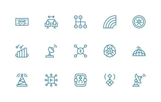 Regular Line Icons from Transmission Set with 15 Vectors Digital Icon Collection