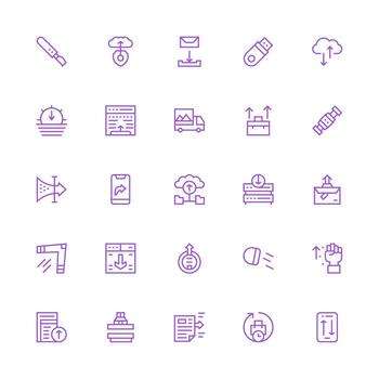 Medium Stroke Outline Style File Transfer Icons with 25 Vectors Icon Pack for Various Themes