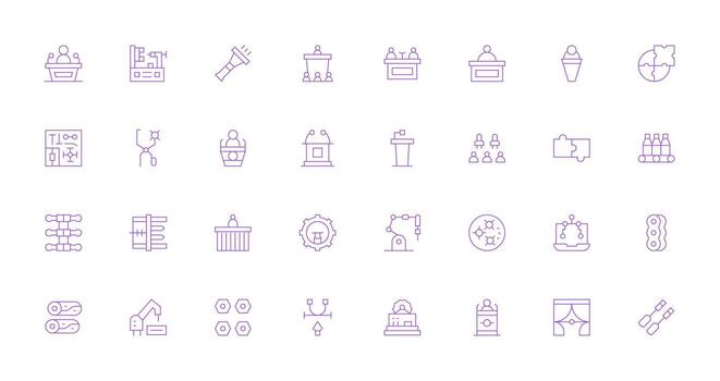 32 Thin Line Designs for Assembly Icons Neatly Designed Icons for Web Platforms vector