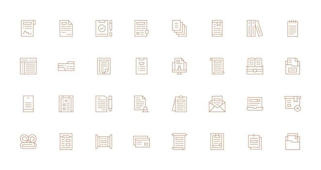 32 Thin Line Icons for Paperwork Graphics Light Icon Series vector