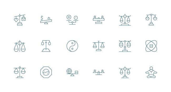 Equilibrium Visual Pack containing 18 Minimal Line Icons Icons Built for Visual Consistency Pack vector