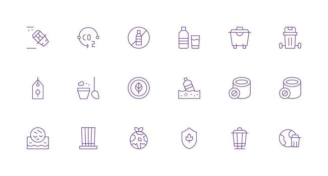 Minimal Line Icons from Recycling Set with 18 Vectors Core Icon Collection for Daily Tasks