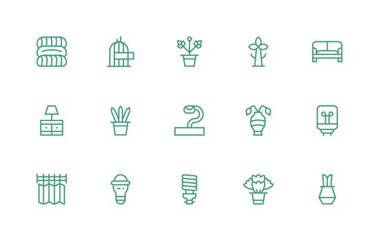 15 Regular Line Style Icons from Interior Design Collection Icon Set for Web vector