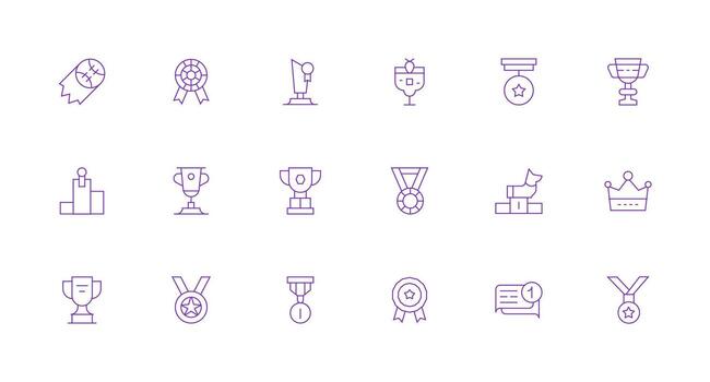 Minimal Line Style First Place Icons with 18 Vectors Full Icon Library for UI Designers