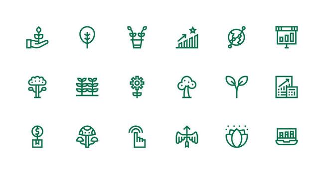 18 Strong Stroke Line Vectors for Growth Theme Interface Icons for Daily Use