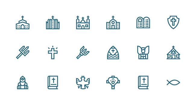 Strong Stroke Line Icons from God Set with 18 Vectors Complete Icon Set for Mobile Apps