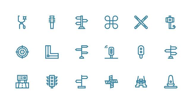 Intersection Icon Collection with 18 Strong Stroke Line Designs Clean Icon Set Icon Pack for UI Projects vector