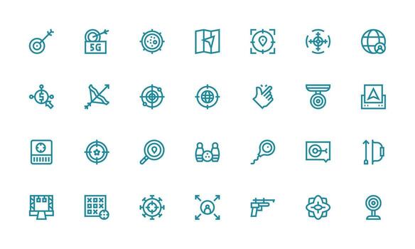 28 negrita línea estilo íconos desde objetivo colección pulcramente diseñado íconos para web plataformas vector