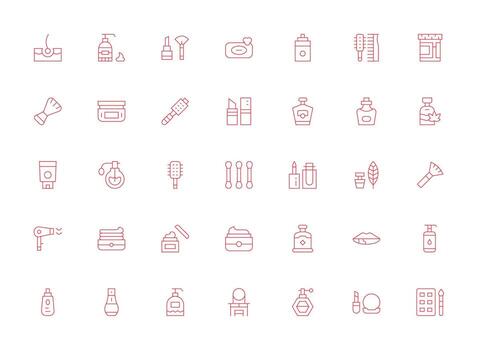 Cosmetics featuring 35 Icons in Light Line Design UI and UX Focused Icon Collection vector