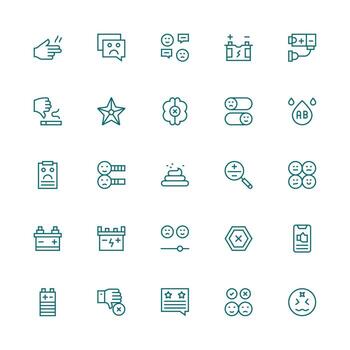 Medium Stroke Outline Style Negative Icons with 25 Vectors Modern Line and Glyph Icon Series