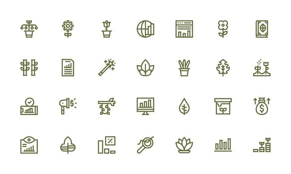 28 Icons for Growth in Bold Line Format Multi-Style Icon Collection vector